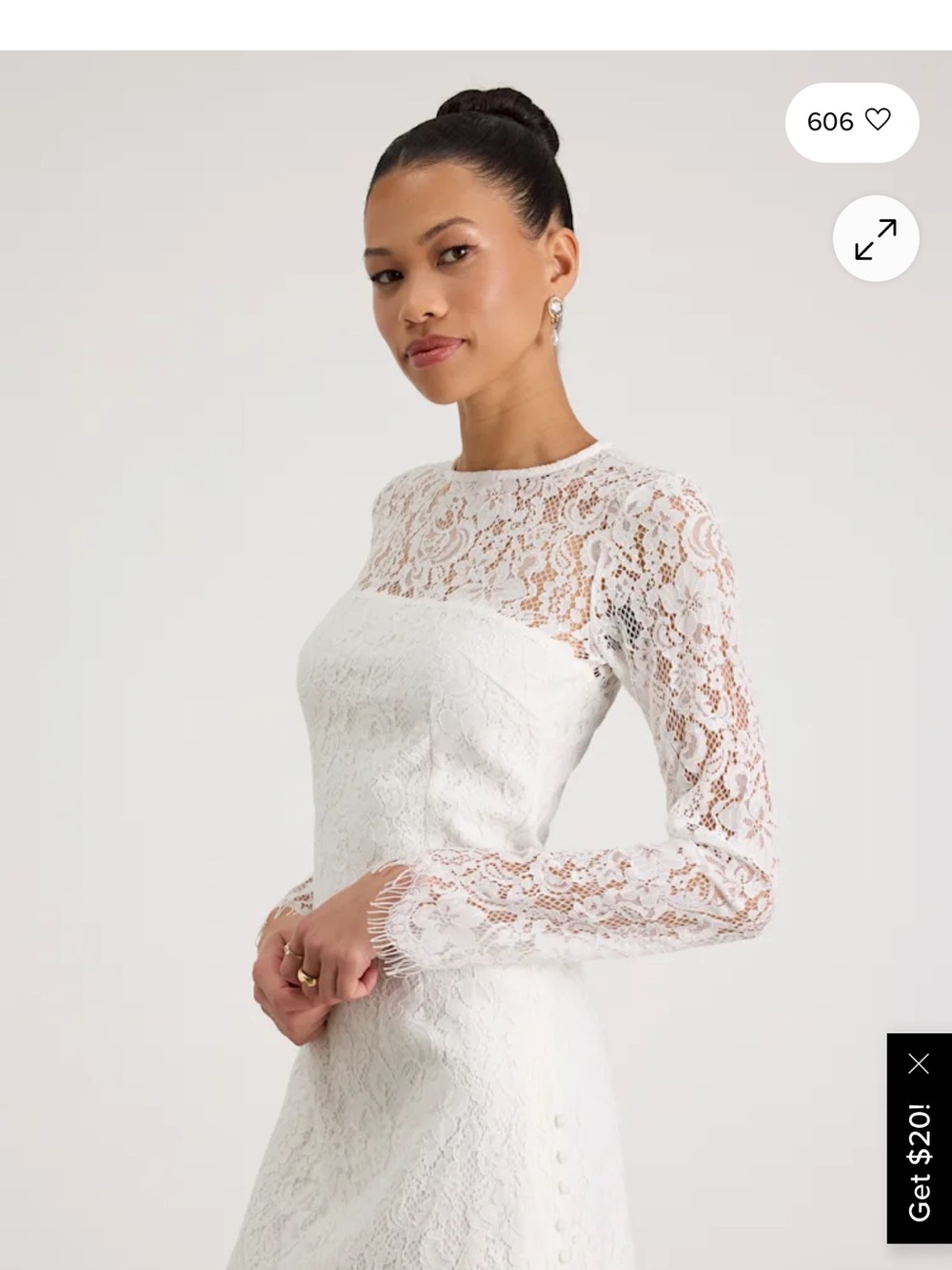 Lulu's Ivory Lace Long-Sleeve Sheath Dress